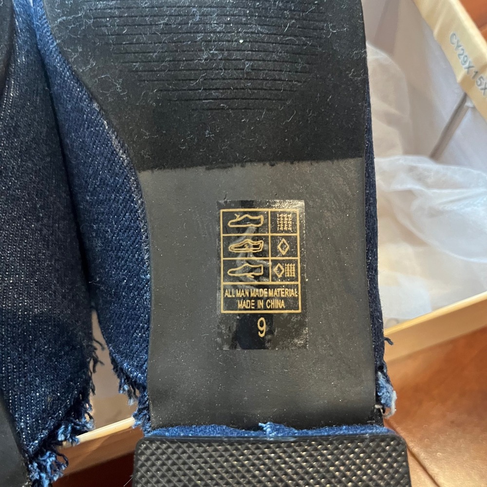 Denim Mule Shoes Rose Embroidered Studs Yoki Willas-71 Dark Blue New Size 9 - Picture 5 of 9